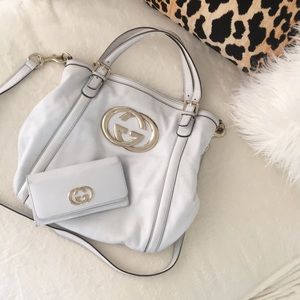 GUCCI Calfskin Med Britt Hobo and wallet
